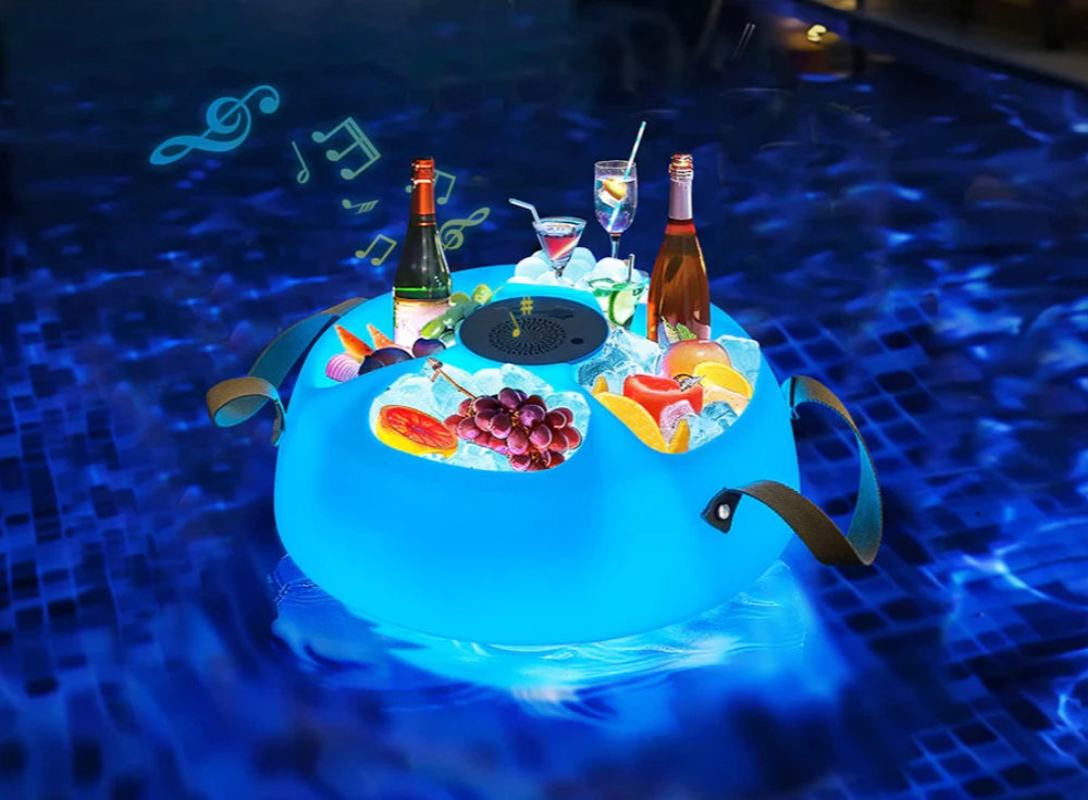 SUNJOY Floating Drink Holder with Ip66 Waterproof Bluetooth 5.0 Speaker