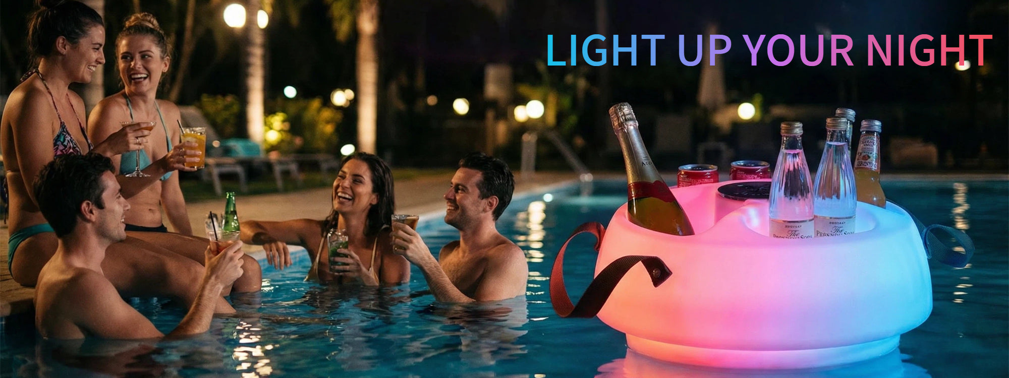 SUNJOY Floating Drink Holder with Ip66 Waterproof Bluetooth 5.0 Speaker