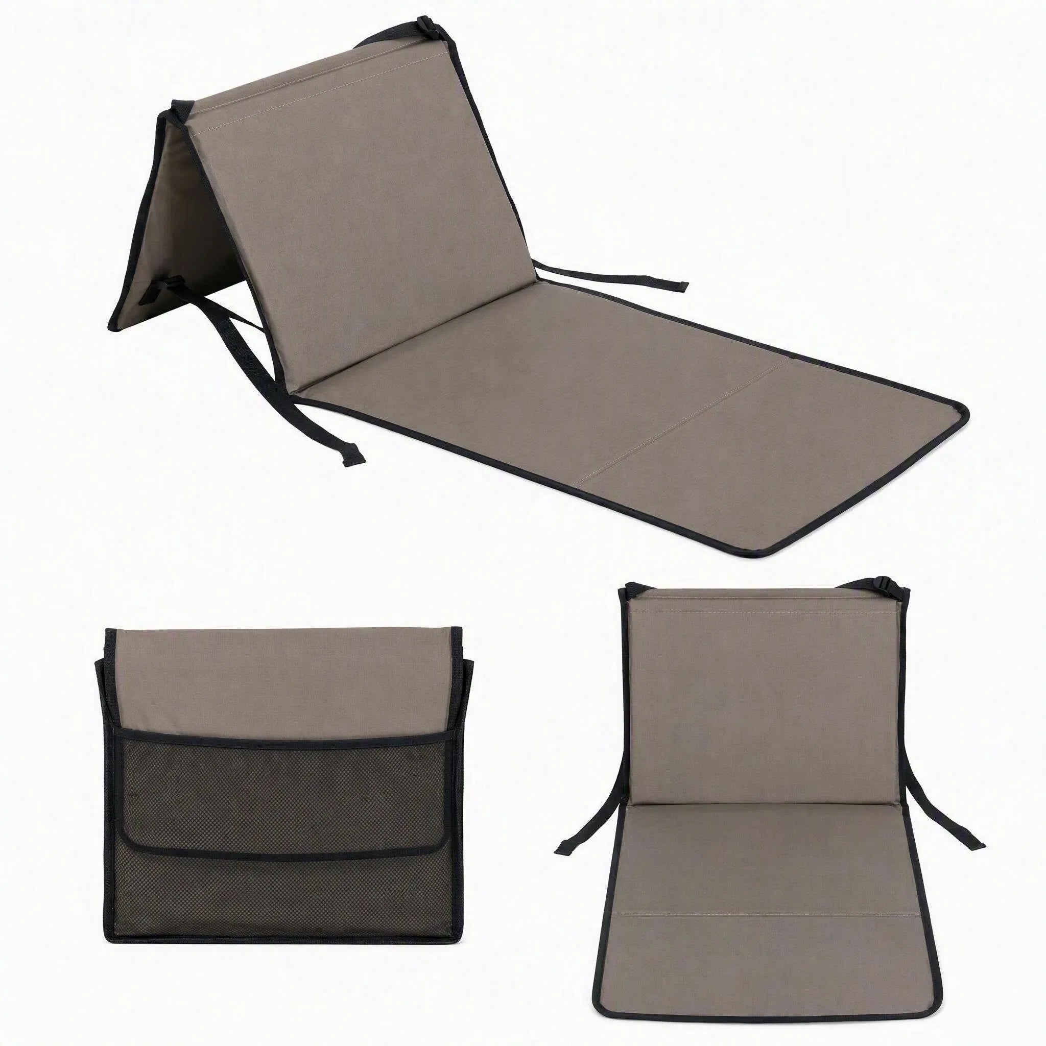 Beach Mat with Adjustable Backrest for Adults (Set of 1) - Khaki