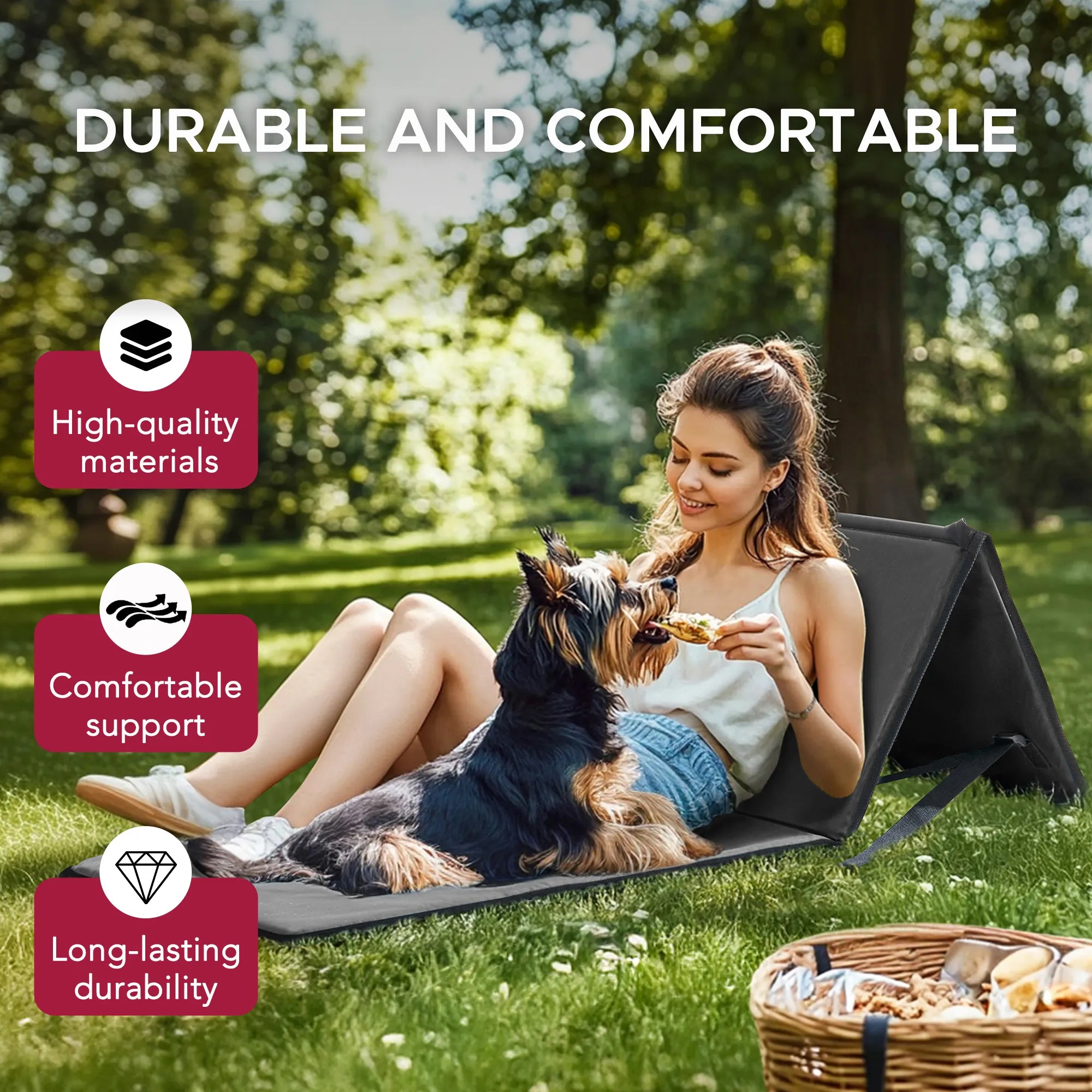 SUNJOY Portable Beach Mat with Adjustable Backrest for Adults (Set of 1) - Gray
