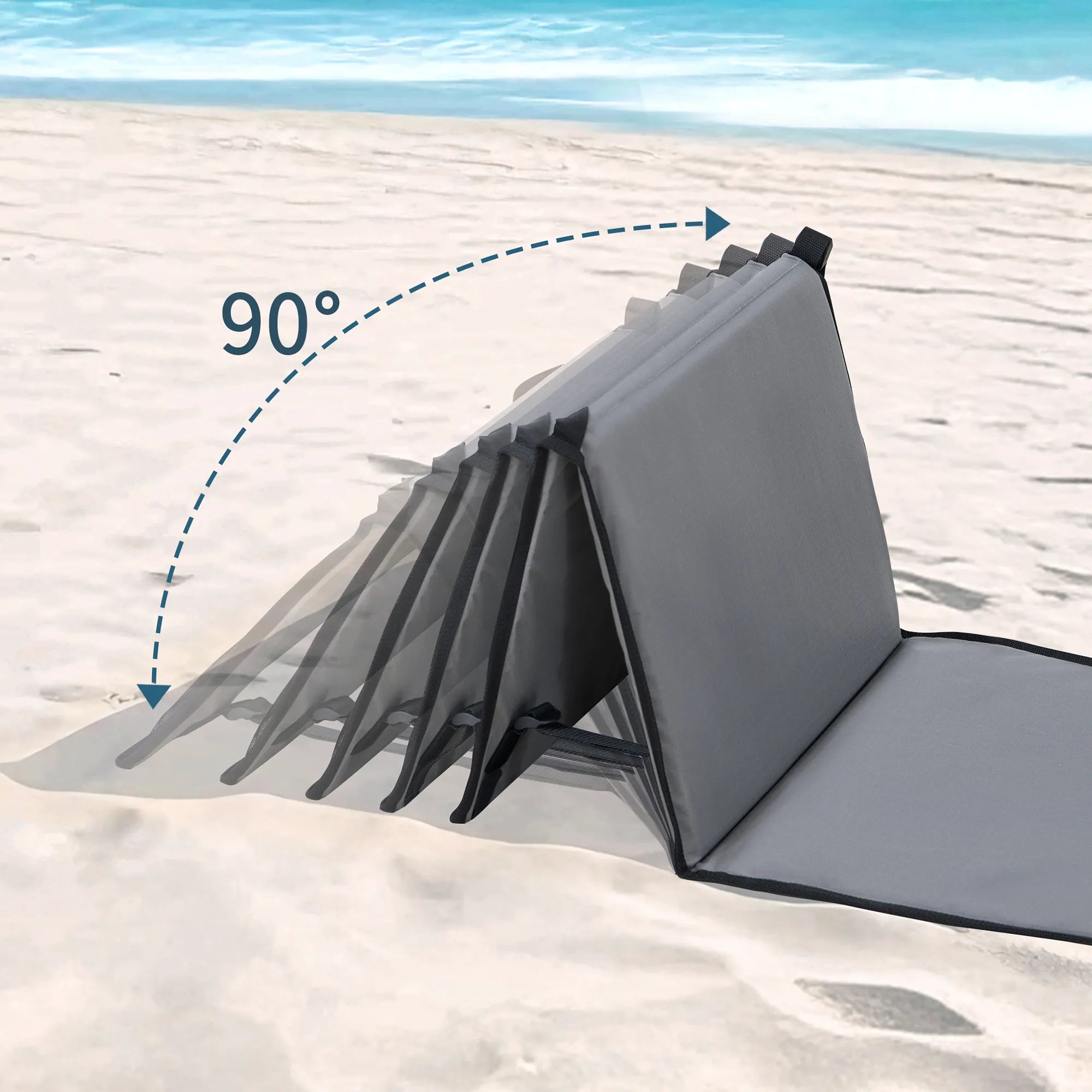 SUNJOY Portable Beach Mat with Adjustable Backrest for Adults (Set of 1) - Gray