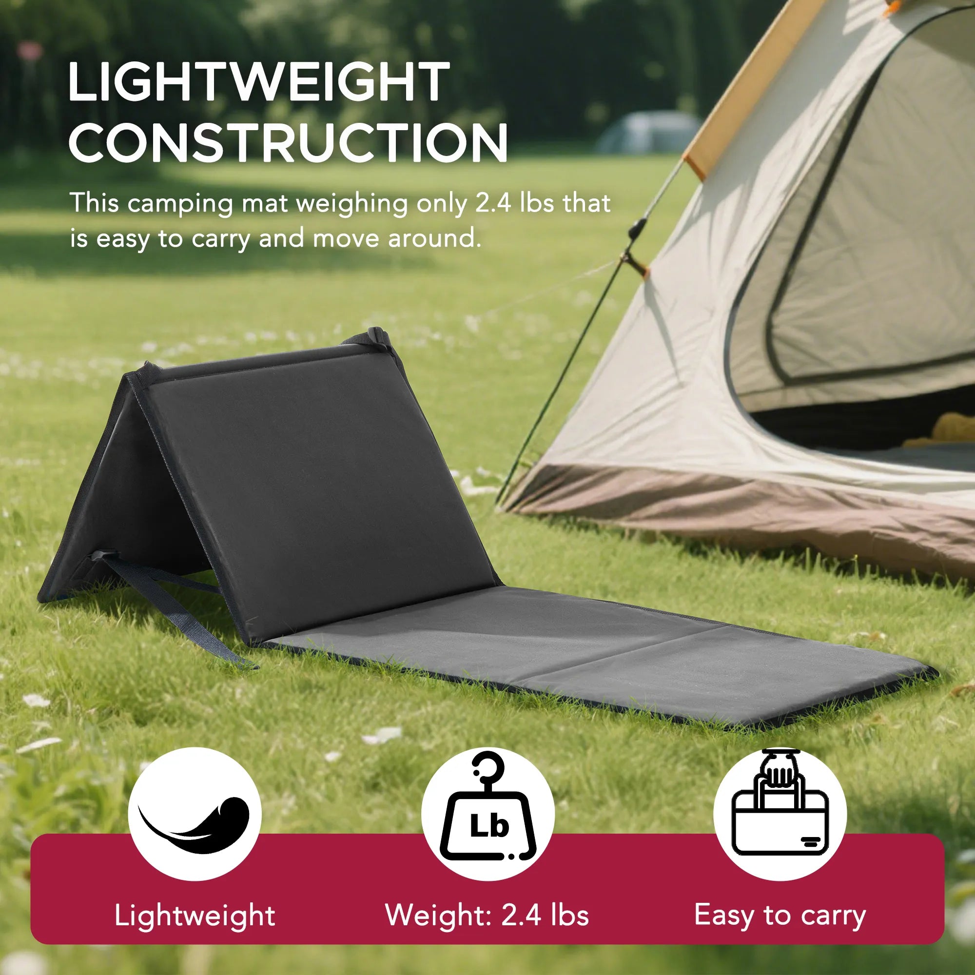 SUNJOY Portable Beach Mat with Adjustable Backrest for Adults (Set of 1) - Gray