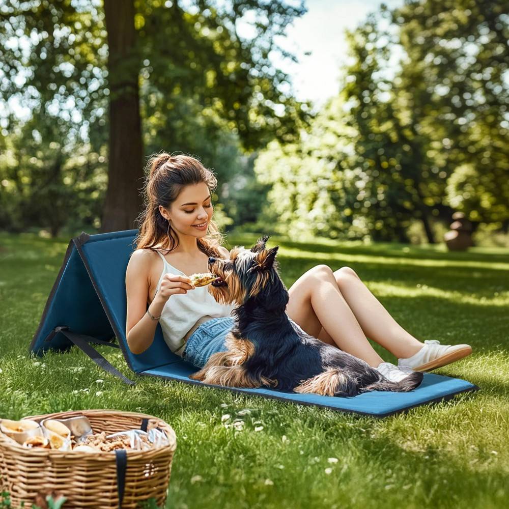 SUNJOY Outdoor Portable Folding Chair with Backrest (Set of 1) - Blue 