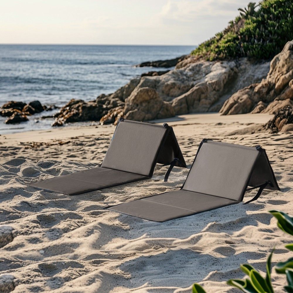 SUNJOY Outdoor Portable Folding Chair with Backrest (Set of 2) - Khaki