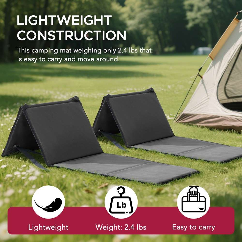 SUNJOY Outdoor Portable Folding Chair with Backrest (Set of 2) - Gray