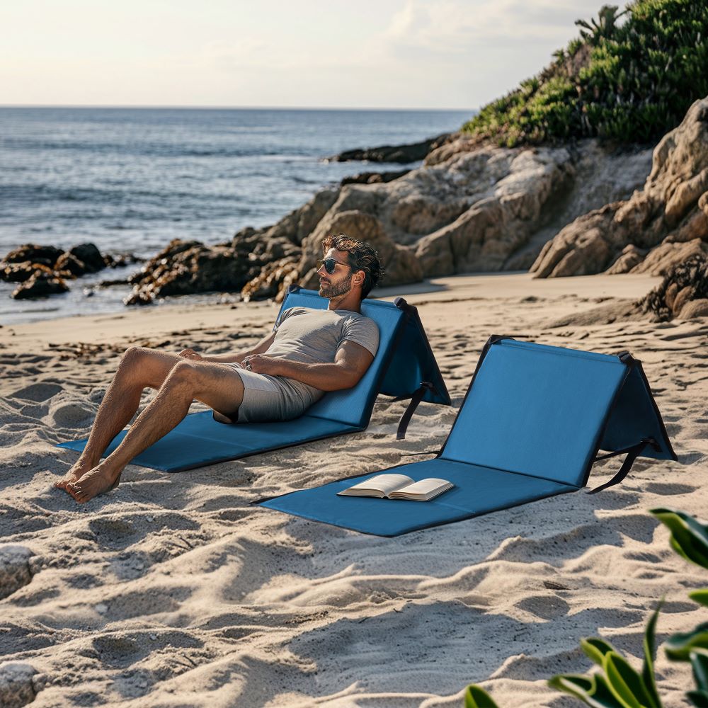 SUNJOY Outdoor Portable Folding Chair with Backrest (Set of 2) - Blue