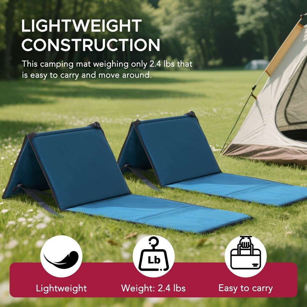 SUNJOY Outdoor Portable Folding Chair with Backrest (Set of 2) - Blue