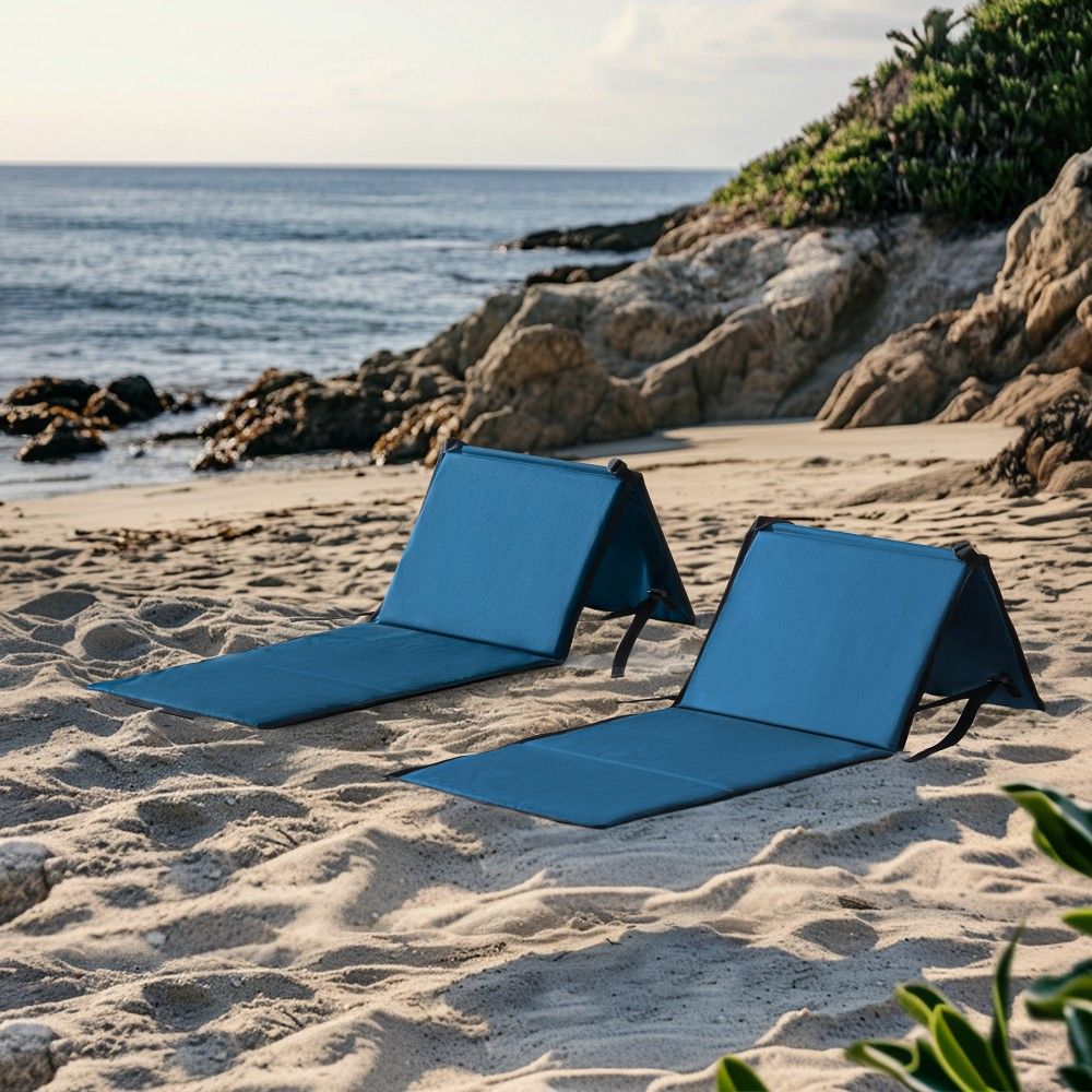 SUNJOY Outdoor Portable Folding Chair with Backrest (Set of 2) - Blue