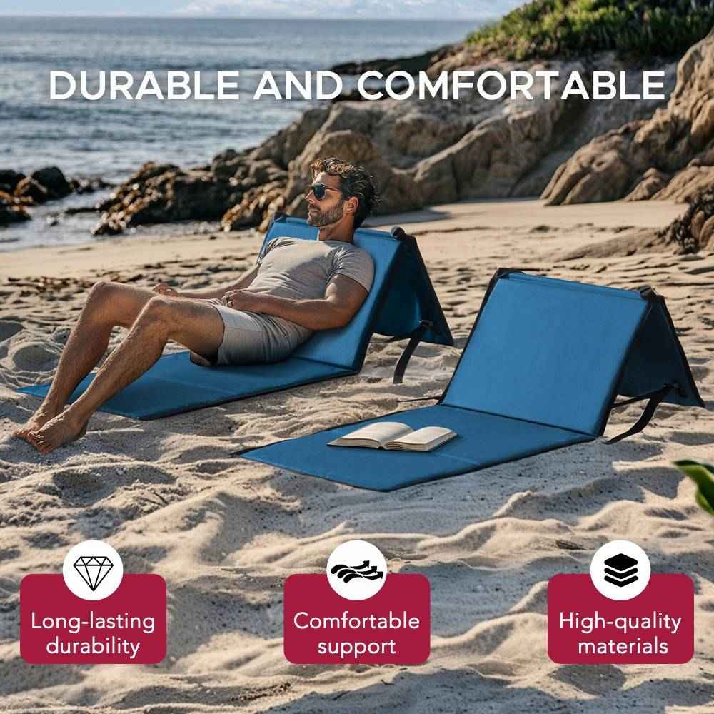 SUNJOY Outdoor Portable Folding Chair with Backrest (Set of 2) - Blue