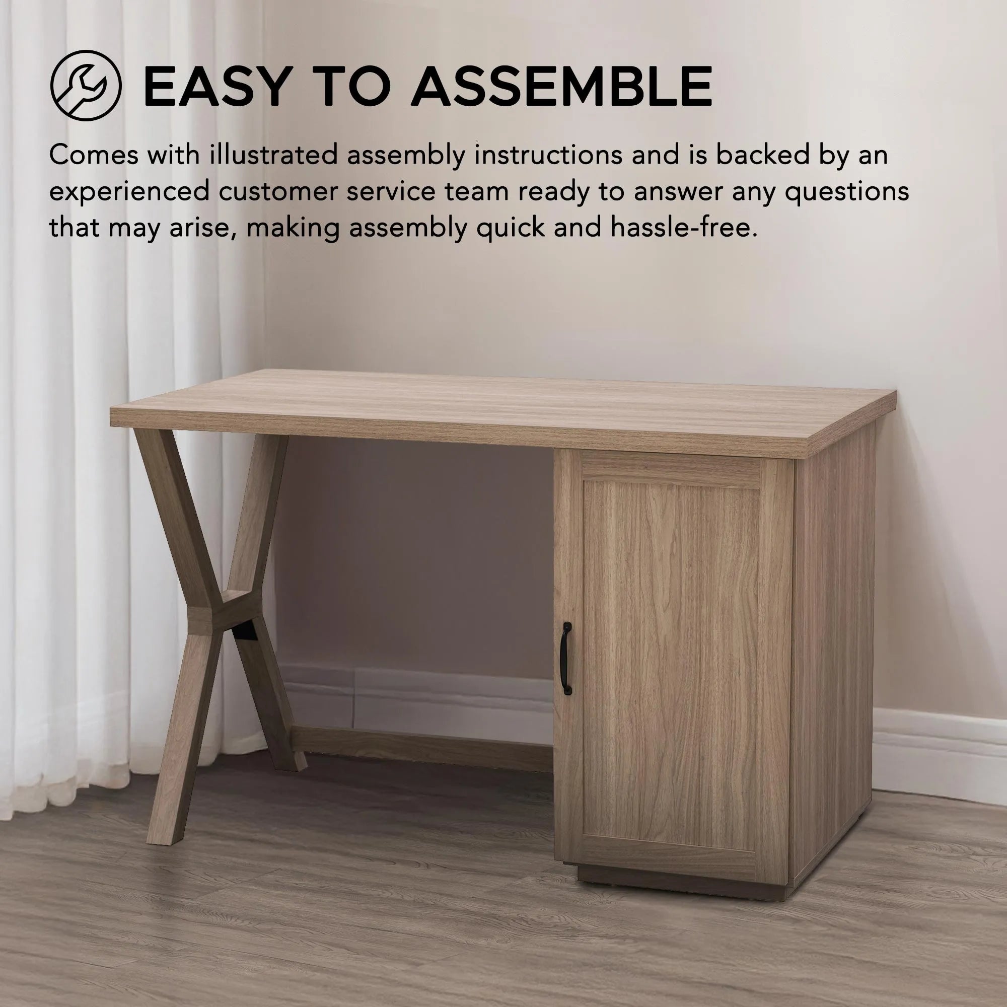 SUNJOY 47" Farmhouse Design Computer Desk with Cabinet