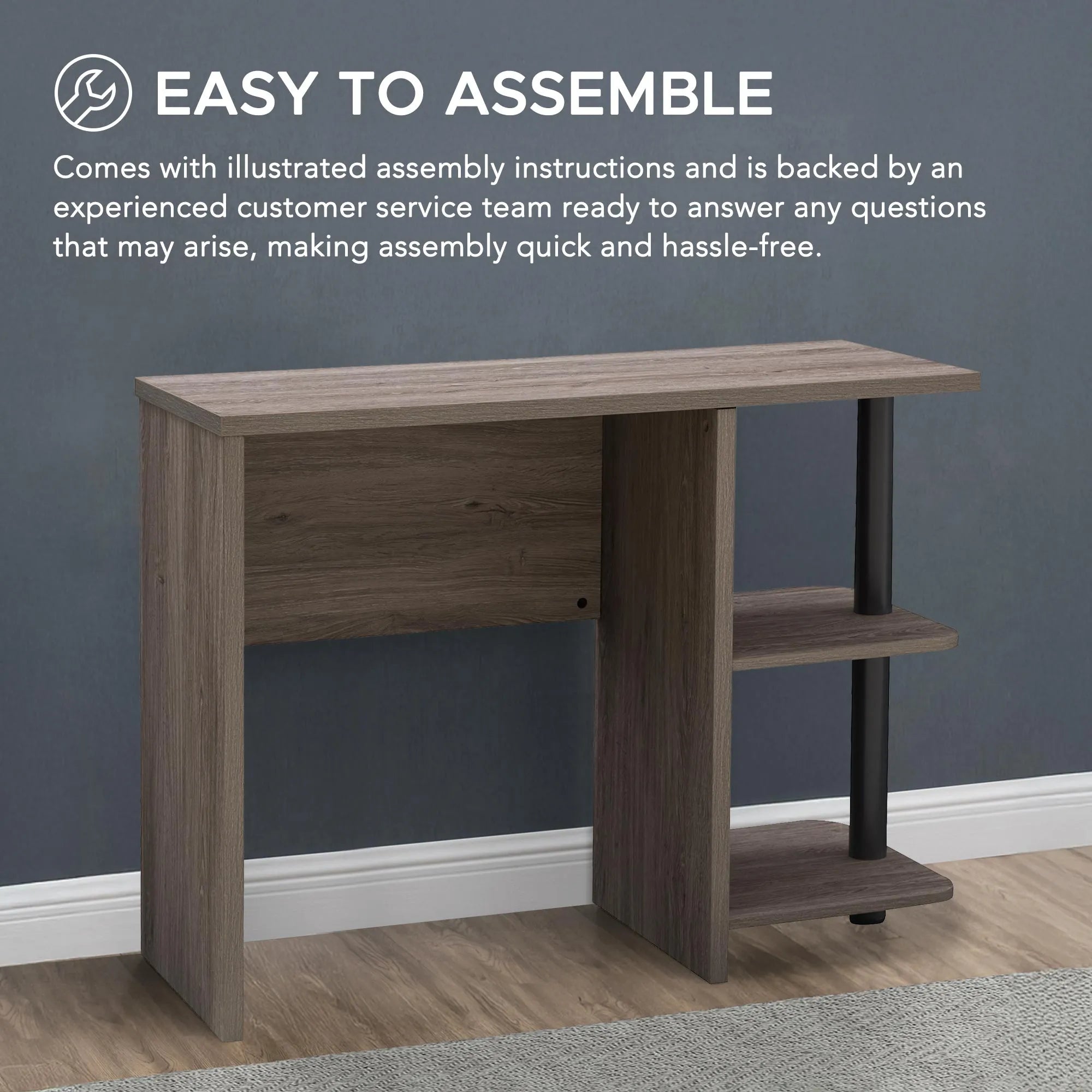 SUNJOY 39" Farmhouse Design Computer Desk with Two Open Shelves