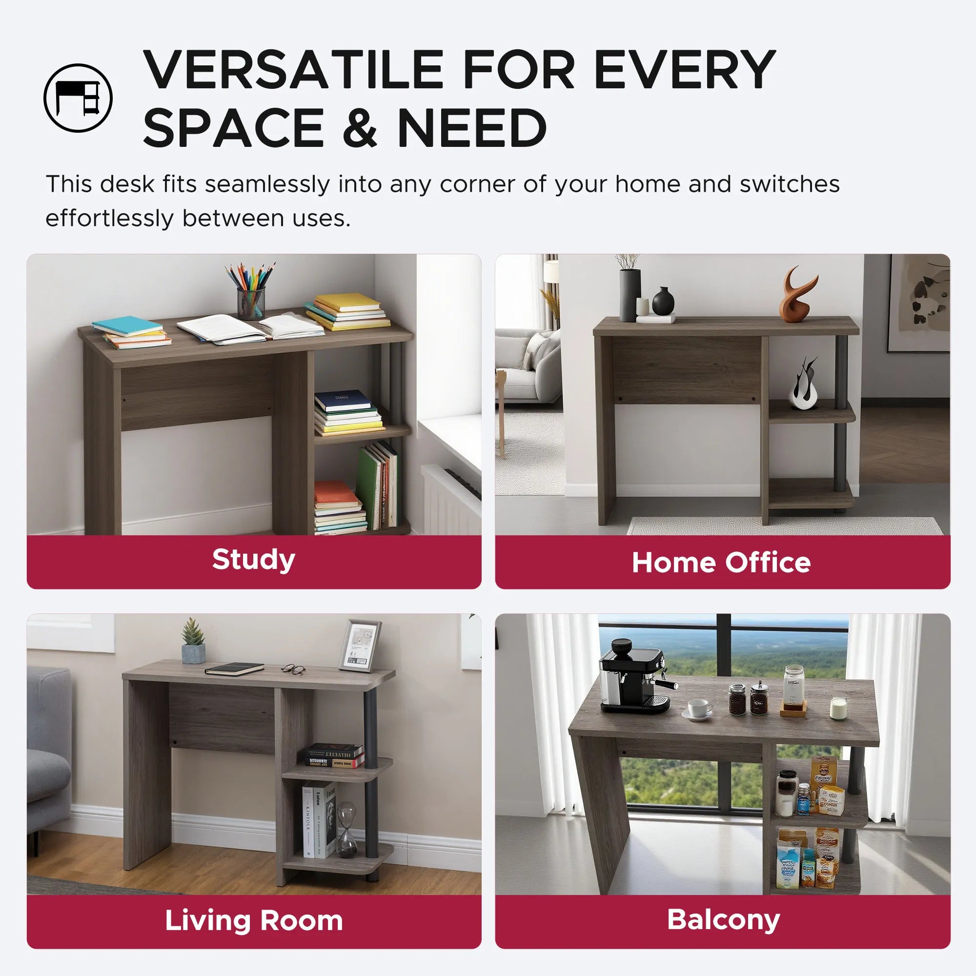 SUNJOY 39" Farmhouse Design Computer Desk with Two Open Shelves