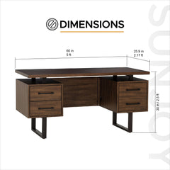 SUNJOY 60’’ Milano Floating Pedestal Desk with Four Drawers