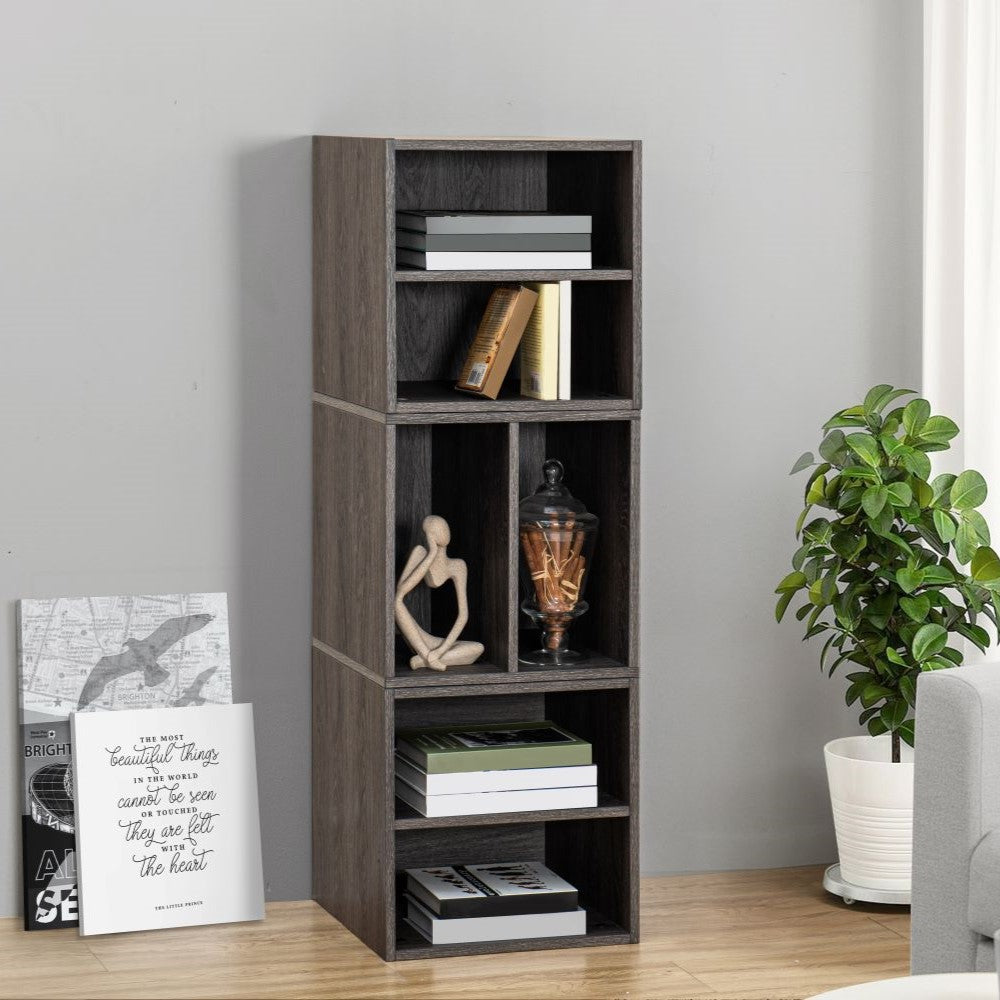SUNJOY Quub Split Cabinet, Space Saving Stackable MDF Wood Cabinet for Living Room, Bedroom and Other Indoor Space