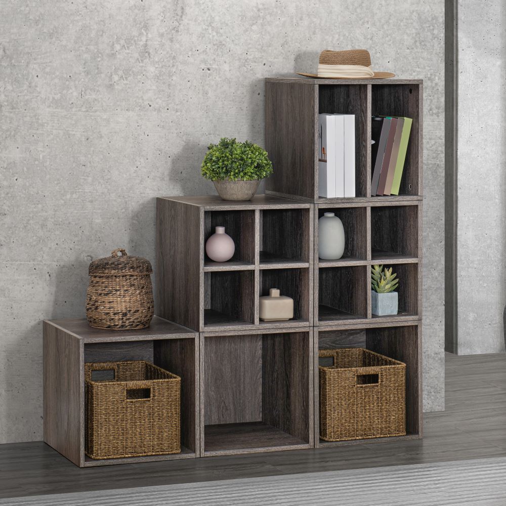 SUNJOY Quub Quarter Cabinet, Space Saving Stackable MDF Wood Cabinet for Living Room, Bedroom and Other Indoor Space