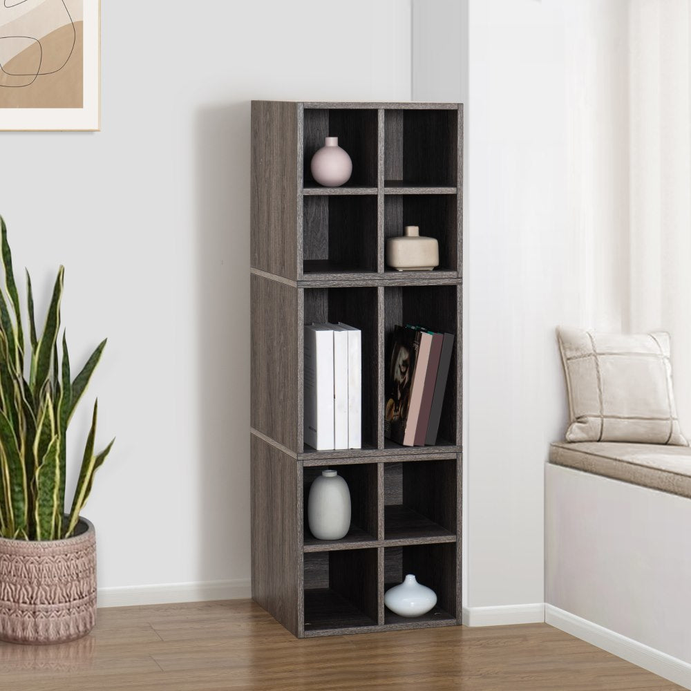 SUNJOY Quub Quarter Cabinet, Space Saving Stackable MDF Wood Cabinet for Living Room, Bedroom and Other Indoor Space