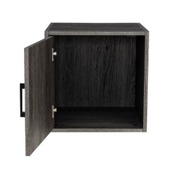 Sunjoy Quub Single Door Cabinet, Space Saving Stackable MDF Wood Cabinet for Living Room, Bedroom and Other Indoor Space