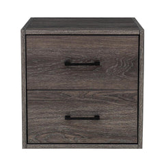 Sunjoy Quub Two-Drawer Cabinet, Space Saving Stackable MDF Wood Cabinet for Living Room, Bedroom and Other Indoor Space