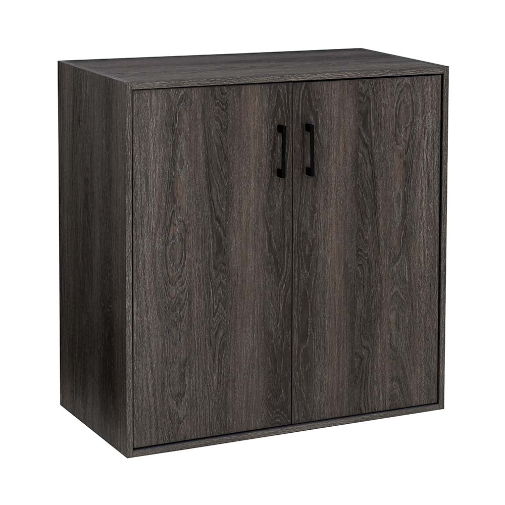 SUNJOY Quub Two Door Cabinet, Space Saving Stackable MDF Wood Cabinet for Living Room, Bedroom and Other Indoor Space.