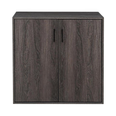 Sunjoy Quub Two Door Cabinet, Space Saving Stackable MDF Wood Cabinet for Living Room, Bedroom and Other Indoor Space