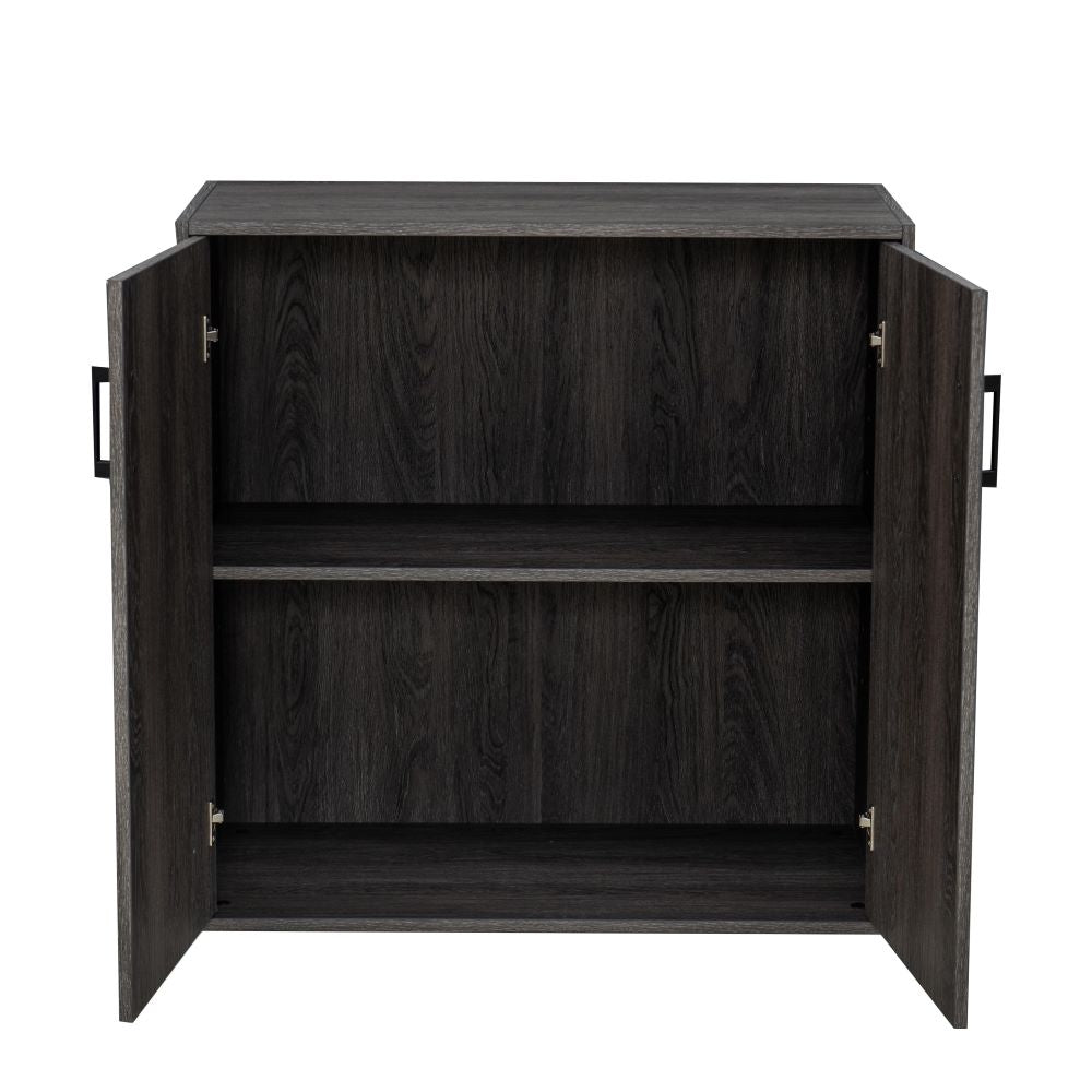 SUNJOY Quub Two Door Cabinet, Space Saving Stackable MDF Wood Cabinet for Living Room, Bedroom and Other Indoor Space