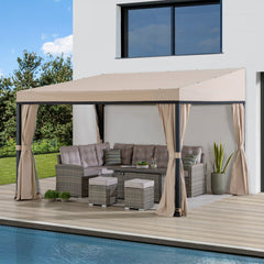 SUNJOY Merriam Wall Mounted Gazebo, Lean to Gazebo with Curtains and Netting