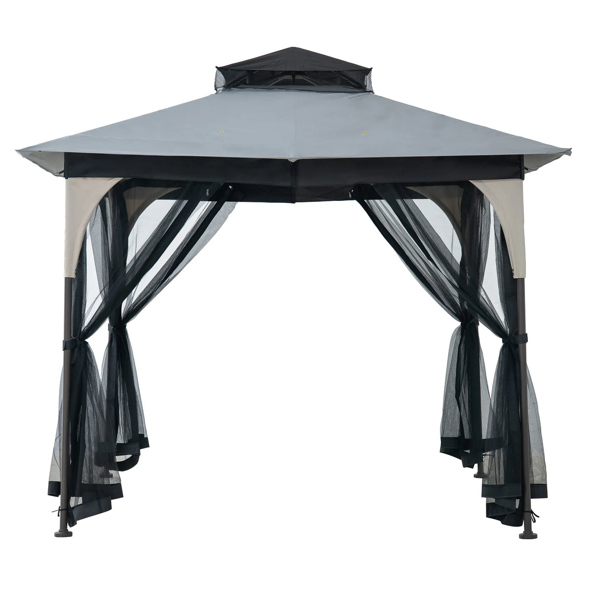 Soft Top Gazebo with Mosquito Netting, 9x9 - Light Gray & Black