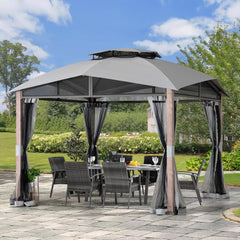 SUNJOY 12' x 12' Hillsdale Soft Top Gazebo with Plastic Counterweights and Mesh Netting