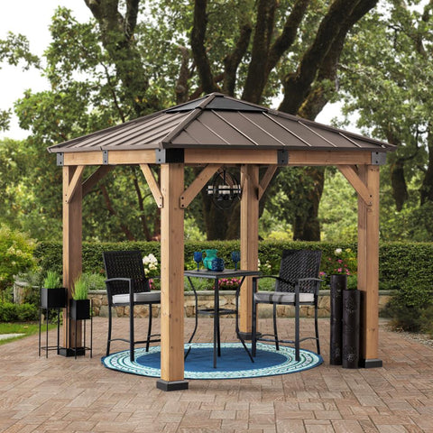 Sunjoy Cedar Gazebo | 9 x 9 Gazebo | Cedar Frame Gazebo – Golden Bull ...