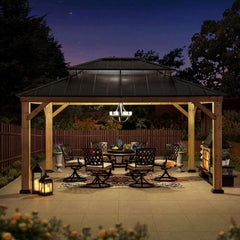 SUNJOY 13‘ x 15’ Bridgeport Hardtop Gazebo with Double Steel Roof and Ceiling Hook