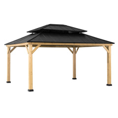 SUNJOY 13‘ x 15’ Bridgeport Hardtop Gazebo with Double Steel Roof and Ceiling Hook