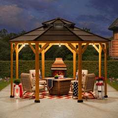 SUNJOY 13x13 Octagon Wood Patio Gazebo with Ceiling Hook