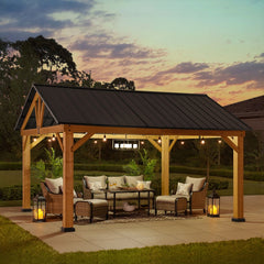 SUNJOY 13x15 Gable Roof Gazebo with Ceiling Hook.