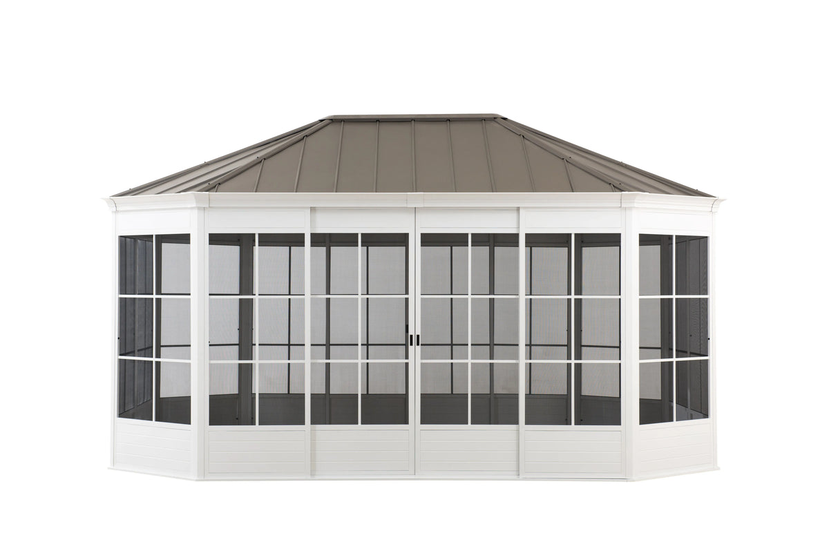 Cape Blue Hardtop Screenhouse, 12x16 - White/Tan