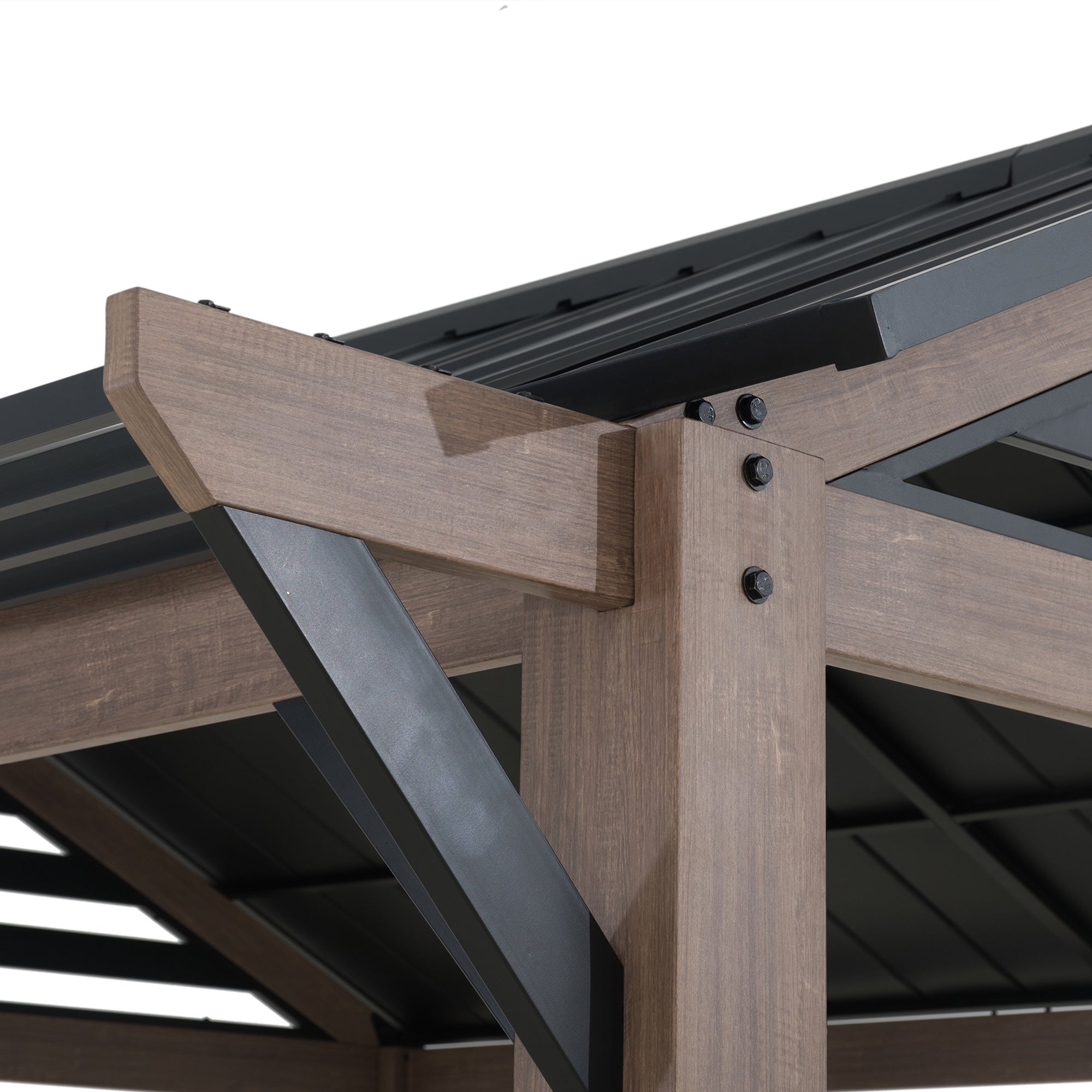 Apex Woodgrain Gable Steel Roof Patio Gazebo, 13×13