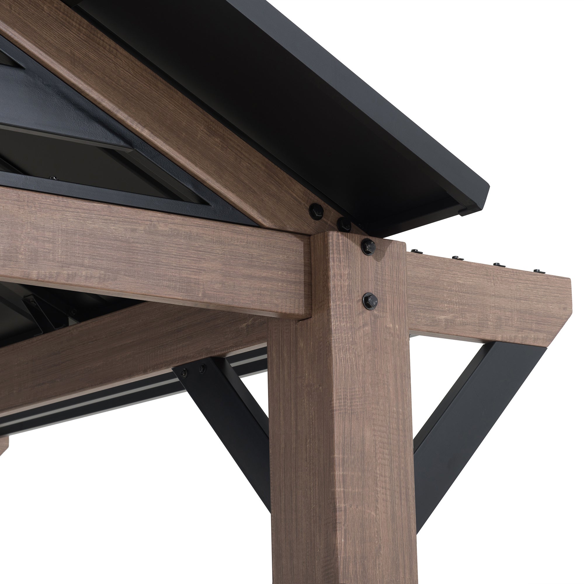 Apex Woodgrain Gable Steel Roof Patio Gazebo, 13×13