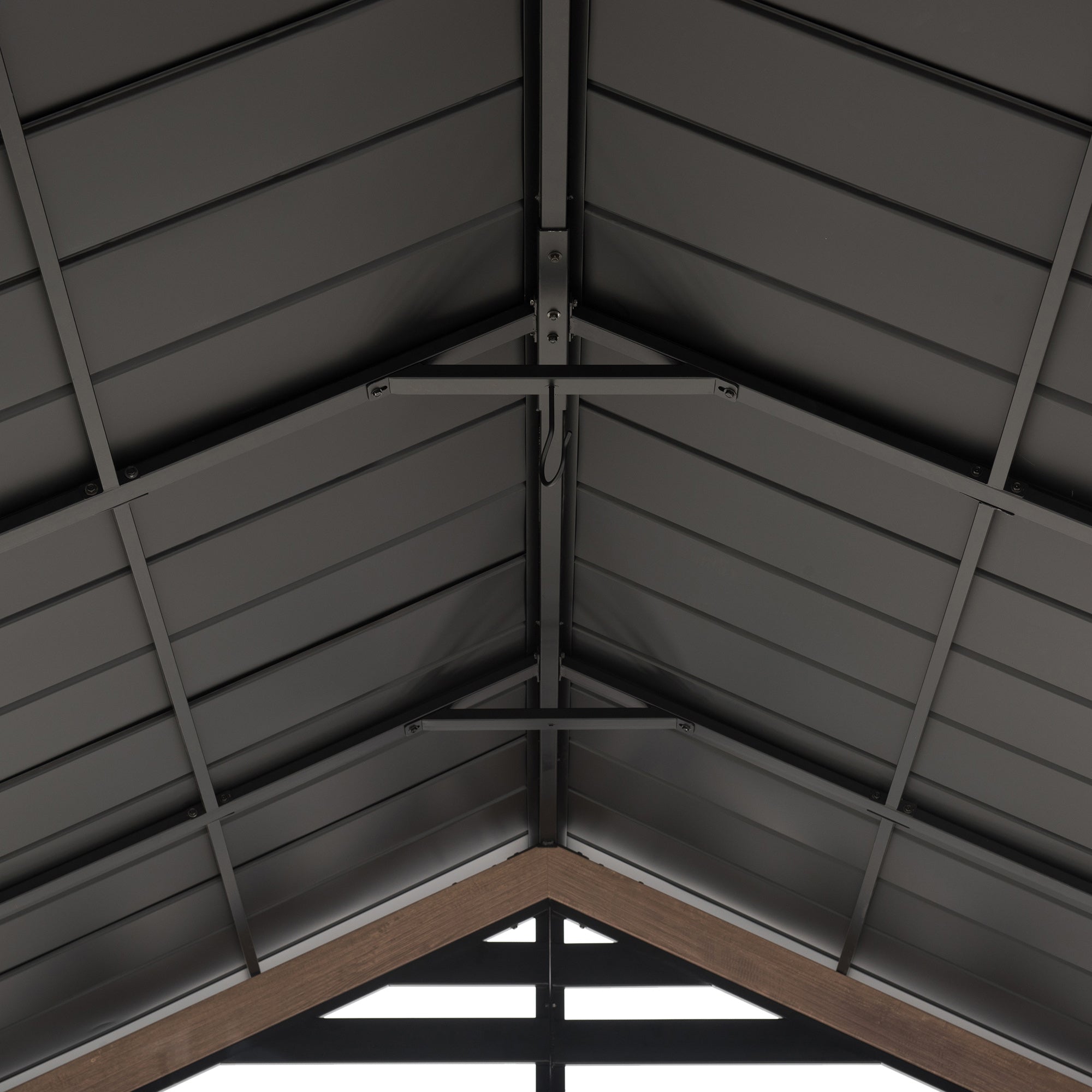 Apex Woodgrain Gable Steel Roof Patio Gazebo, 13×13