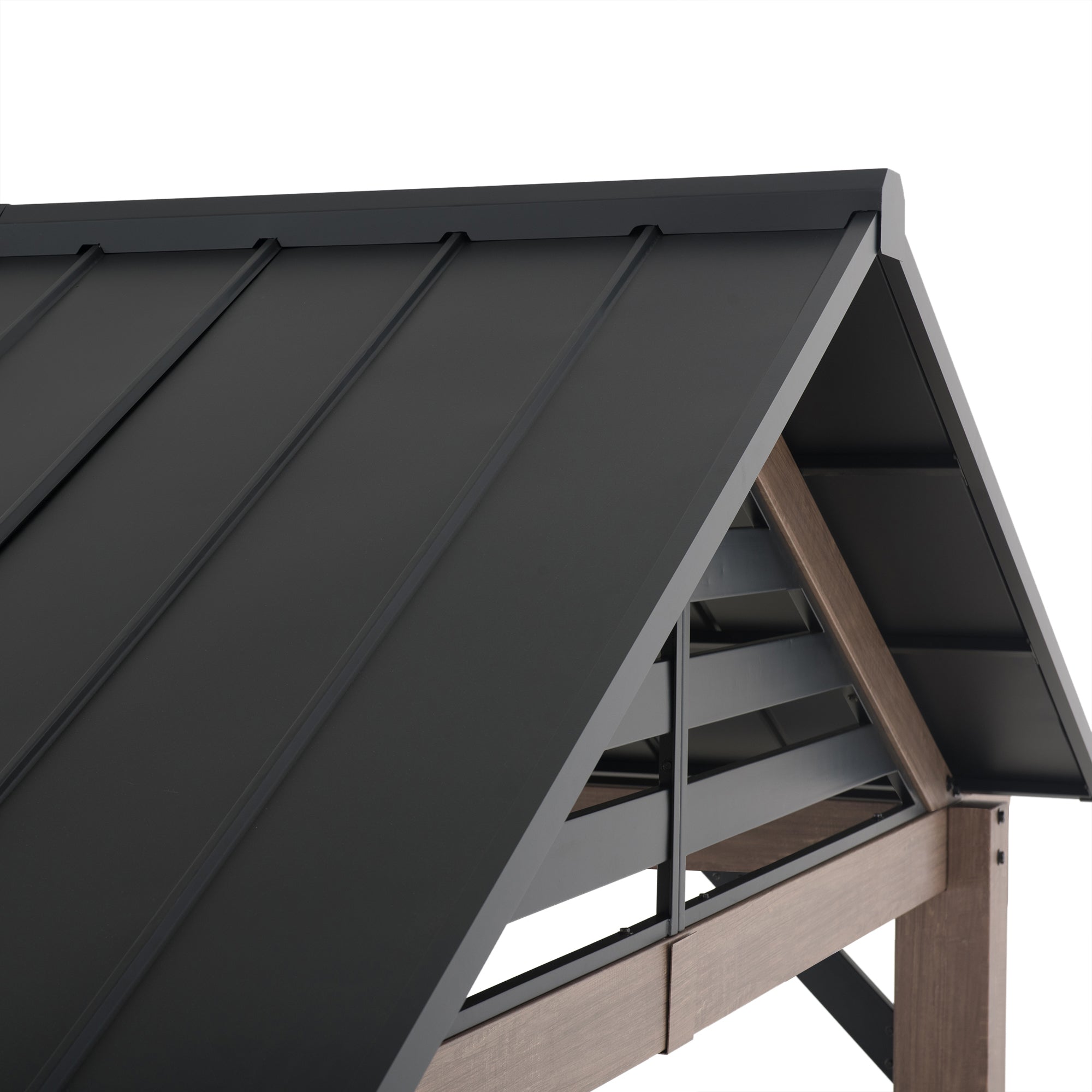 Apex Woodgrain Gable Steel Roof Patio Gazebo, 13×13