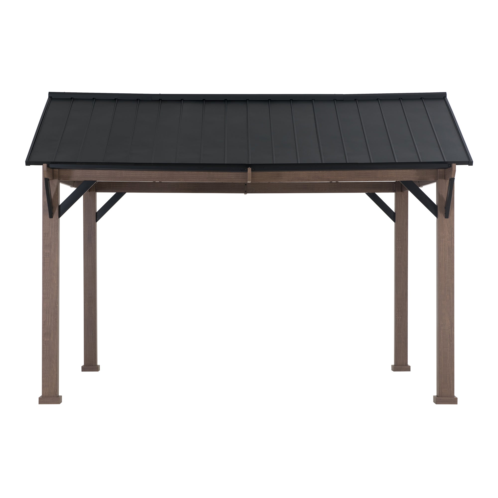 Apex Woodgrain Gable Steel Roof Patio Gazebo, 13×13