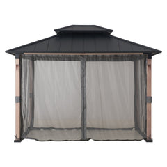 SUNJOY 10’ x 12’ Kirkfield Hard Top Gazebo with Mesh Netting & LED Lights