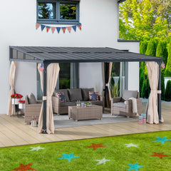 SUNJOY Wall Mounted Gazebo, Lean to Gazebo with Curtain and Netting.