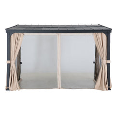 SUNJOY Merriam Wall Mounted Gazebo, Lean to Gazebo with Curtains and Netting