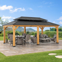 SUNJOY 12x20 Patio Wooden Gazebo with Ceiling Hooks