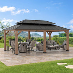 SUNJOY 12x20 Patio Wooden Gazebo with Ceiling Hooks