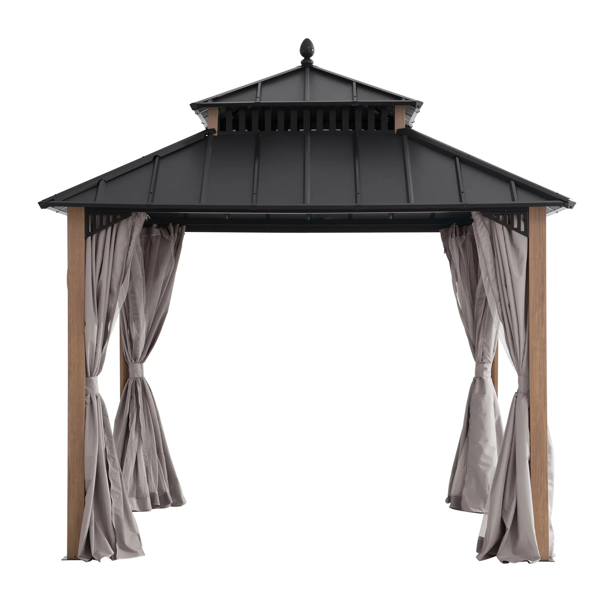 Kingston Aluminum Gazebo - Natural Woodgrain, 10x10