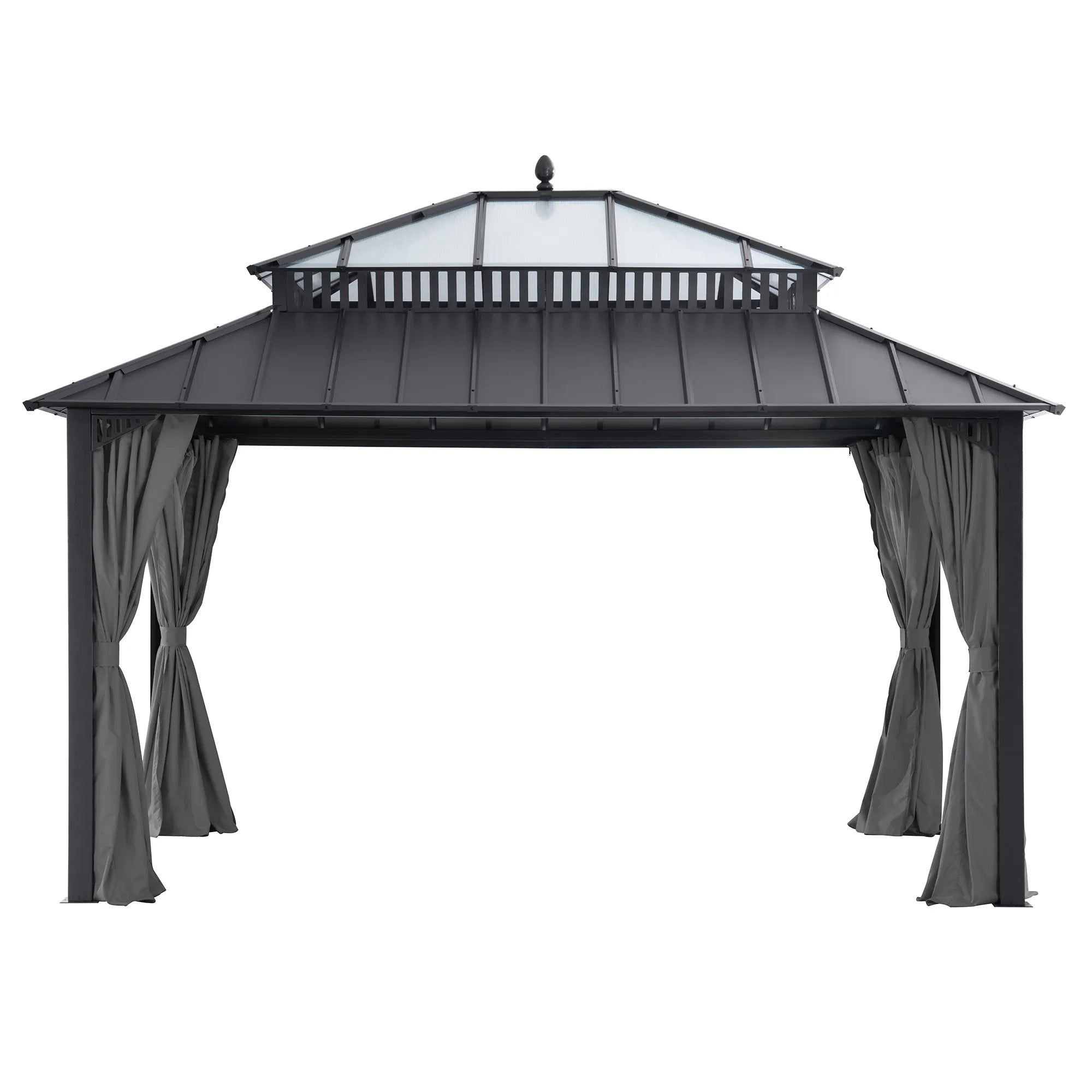 SUNJOY Kingston 12x14 Aluminum Hardtop Gazebo with Metal & PC Roof