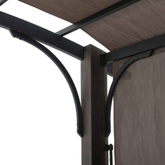 Sunjoy 10' x 12' Dylon V.3A Outdoor Patio Pergola, Modern Tan Metal Arched Pergola Kit with Adjustable Canopy