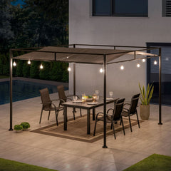 SUNJOY 10x10 Darkeford Metal Pergola with White Sling Fabric Canopy