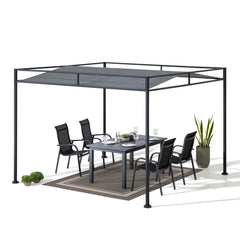 SUNJOY 10x10 Darkeford Metal Pergola with White Sling Fabric Canopy