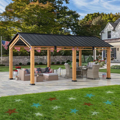 SUNJOY 11x20 Wood Carport Gazebo Kits with Ceiling Hooks